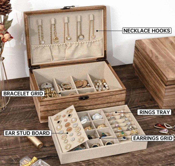 15350A 歐洲進口 限量品 木製實木珠寶盒飾品盒雙層首飾盒項鍊收納盒手鍊手鏈收納盒戒指耳環收納盒送禮禮品