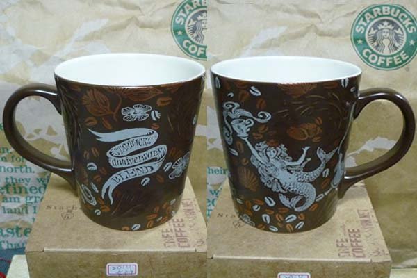 Starbucks星巴克~2010 週年記念 立體浮雕 美人魚logo 經典女神馬克杯14oz ∼台北可面交