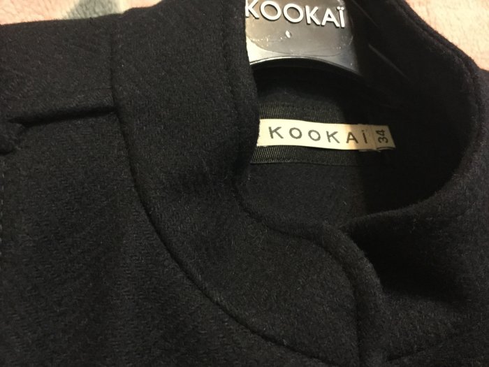 法國品牌Kookai 深藍人字紋披風式外套 34