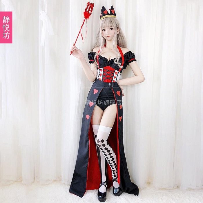 cosplay裝扮 cosplay服裝 萬圣節夢游仙境紅心皇后撲克女王裝性感賭場小丑裝女巫裝化裝舞會162 XJ005