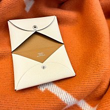 ［已售出］Hermes Calvi Cardholder 名片夾 卡夾 奶油白 黃金芝麻色 Nata Sesame