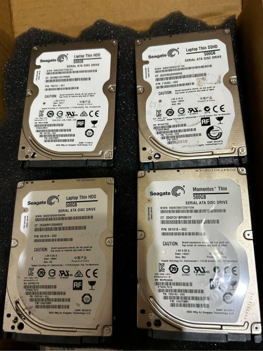 二手Seagate/HGST/Hitachi …..2.5吋 筆電硬碟500GB SATA介面 筆記型電腦硬碟，台北面交