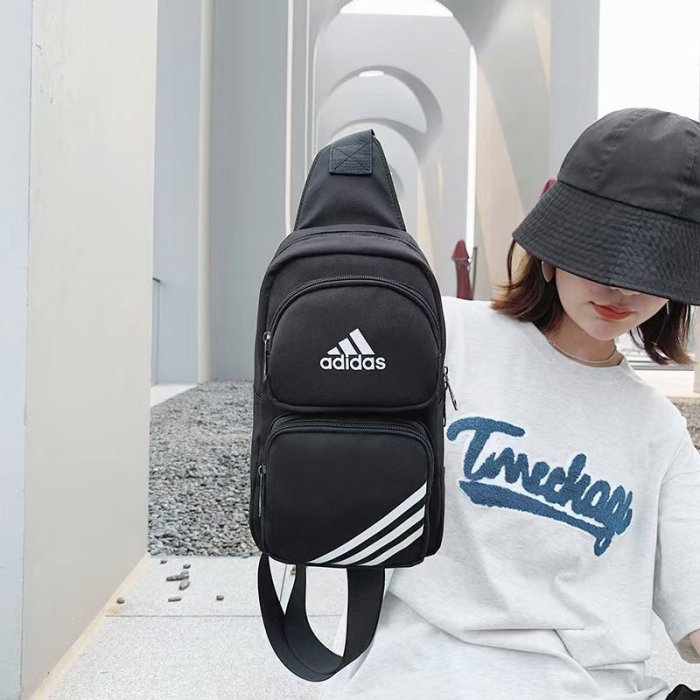 ～Mak運動服飾～adidas 愛迪達運動風帆布胸包男 斜跨單肩包 百搭腰包女潮ins學生街頭旅行背包女 4311