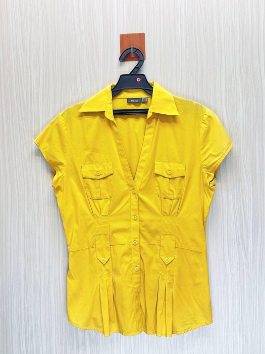 Mexx 專櫃 黃色素面口袋造型襯衫