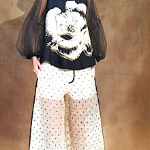 [最後折扣出清]國內設計師葉珈伶charinyeh設計師同名品牌米花朵透膚長褲米白色
