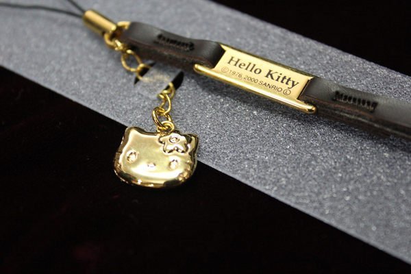 ☆日本進口，Hello Kitty 24K純金鍍&SV1000純銀  絕版手機吊飾