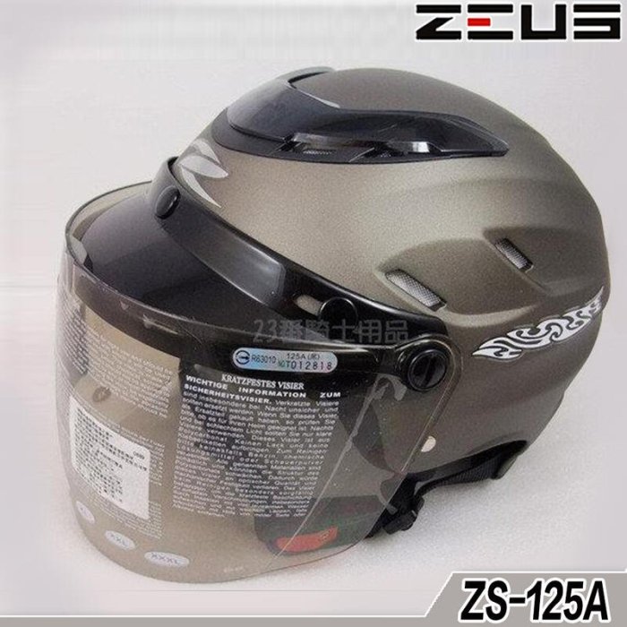 附鏡片 瑞獅 ZEUS 雪帽 ZS-125A 消光黑銀｜23番 125A 半罩 安全帽 內襯可拆洗 超商貨到付款