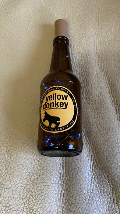 希臘帶回 可愛 yellow donkey 小酒瓶 空酒瓶 酒瓶空罐 可做 酒瓶燈 瓶塞燈 收藏
