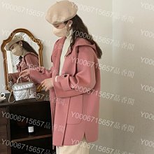 奢夫人12/102022冬季新款綿羊毛100%雙面呢大衣女中長款韓版減齡粉色羊毛外套
