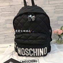 《真愛名牌精品》MOSCHINO 2B7608黑色 帆布銀色字(小) 後背包*全新*代購