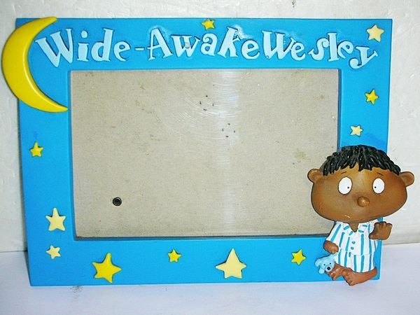 L.少見Wide-Awake Wesley黑人小孩/狗浮雕造型相框!!--提供給需要的人!/6房樂箱86/-P