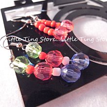 Little Ting Store:歐美樣品出清(2對)玩美糖果色彩切割壓克力串珠垂吊耳針耳環插耳洞貼耳飾