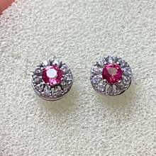 小極品-珠寶鑽切太陽花黛妃款紅碧璽/粉紅碧璽8.6mm（耳釘/耳針）s925純銀針•點點水晶•