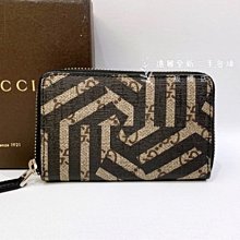 遠麗精品(板橋店) y0090 gucci咖緹PVC黑色幾何ㄇ拉零錢包