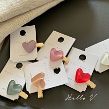 Hello V 正韓製 甜美水波光愛心質感髮夾*白粉灰綠淺紅紫*飾品【G0405-92】