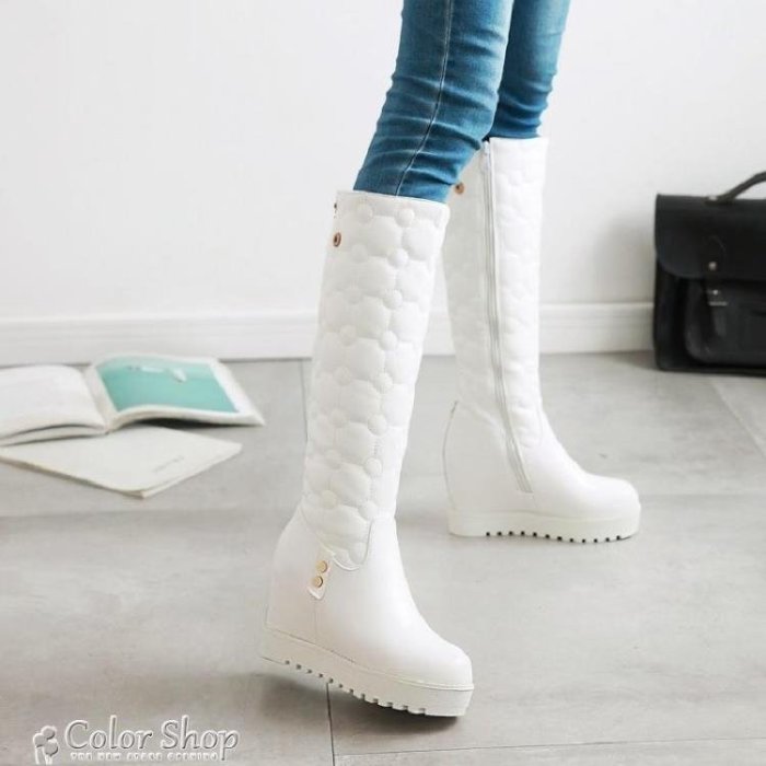 雪地靴新款女式長靴女冬中長筒雪地靴平底內增高馬丁靴加絨加厚棉鞋XBDshk促銷