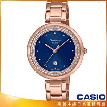 【柒號本舖】CASIO 卡西歐 SHEEN 藍寶石鋼帶錶-玫瑰金 / SHE-4556PG-2A (台灣公司貨)