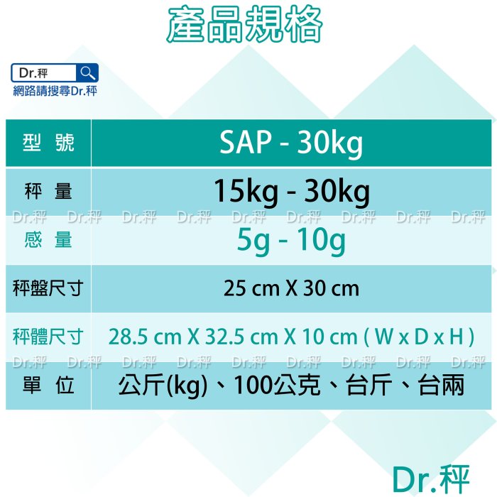 計價秤、SAP-30kg 電子計價桌秤、市場用秤、磅秤、電子秤、 台灣製、免運費、含稅、保固兩年【Dr.秤】