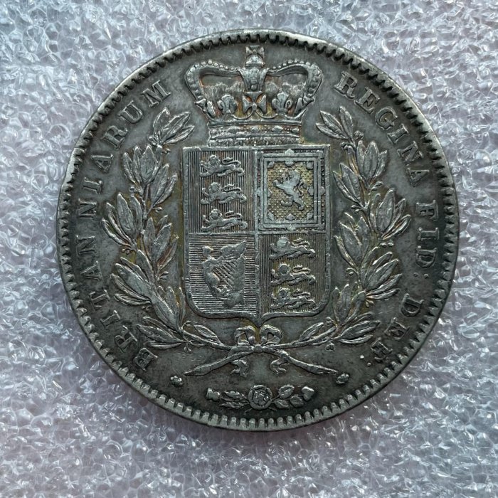 二手 AU好品相1845英國維多利亞青年版1克朗大銀幣 錢幣 銀幣 紀念幣【古幣之緣】1061