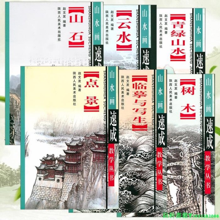 山水畫速成教學叢書全6冊青綠山水山石云水樹木點景臨摹與寫生畫法傳統中國畫技法詳解臨摹范本大全國畫山水畫水墨畫繪畫教程書籍