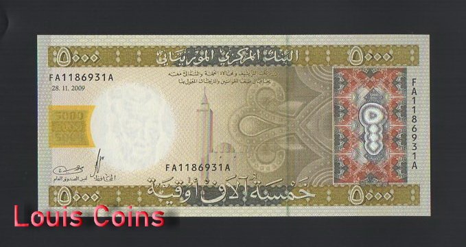 【Louis Coins】B1110-MAURITANIA-2009茅利塔尼亞紙幣,1000 Ouguiya