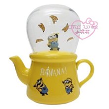 ♥小花花日本精品♥小小兵 MINIONS 造型陶瓷茶壺&玻璃杯組