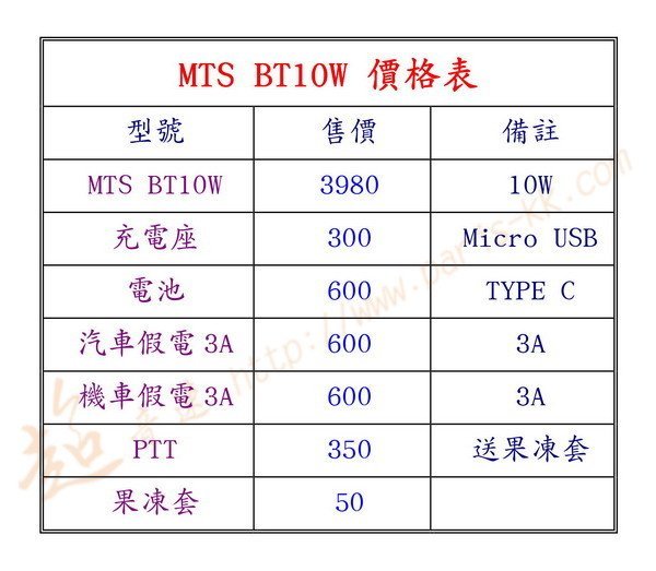 [ 超音速 ] MTS BT10W 藍牙無線電對講機 專用座充