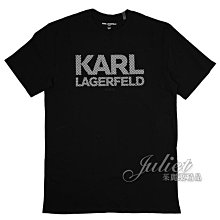 【茱麗葉精品】【全新商品】KARL LAGERFELD 卡爾 品牌格紋字樣棉質短T恤.黑(多尺寸) 現貨