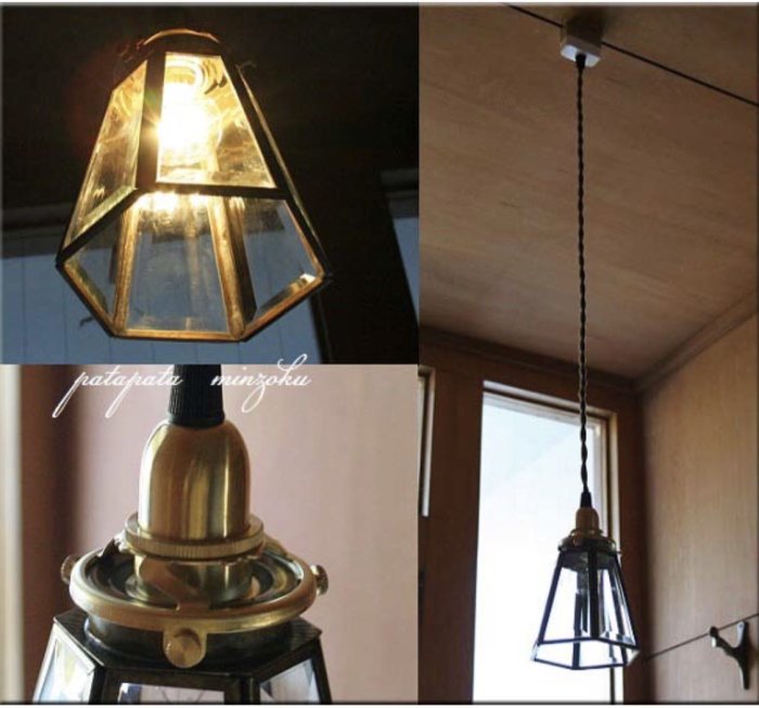 法國六邊型銅框切割玻璃吊燈