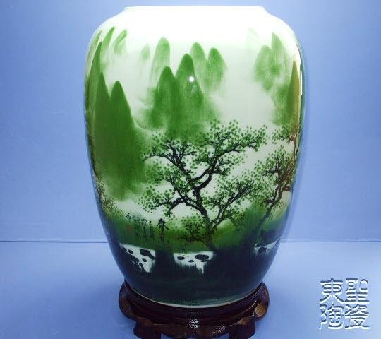 春意 現代寫意山水瓷瓶 景德鎮手繪陶瓷花瓶  瓷器花瓶擺設
