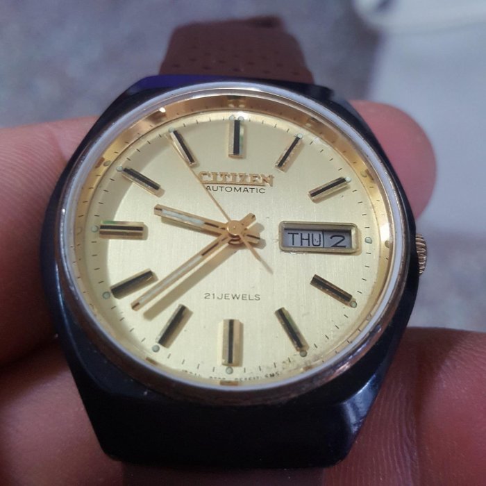 3.6mm 絕版美品CITIZEN 黑金錶 A4