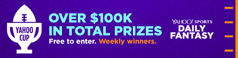 You are invited to join the NFL Yahoo Cup with a free entry at a shot to win over $100K in prizes!