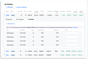 A flat screen video of the dividends tracking page