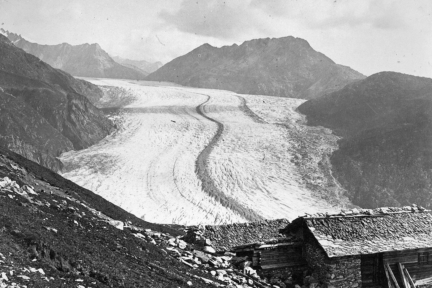 The Aletsch Glacier pictured in 1865 is seen in Belalp, Switzerland. (Photo: Adolphe Braun/Glaziologische Kommission der Akademie der Naturwissenschaften Schweiz/ETH Library Zurich/Handout via Reuters)