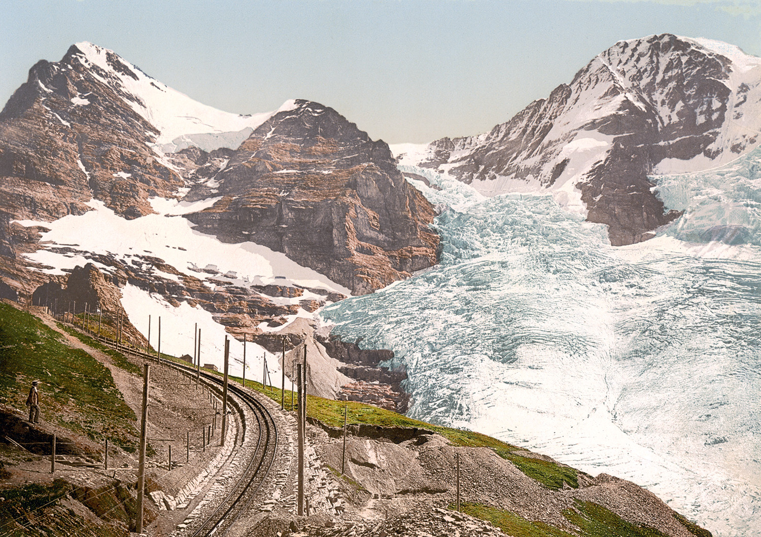 The Eiger, Guggi and Giesen Glaciers are pictured near the Jungfrau between 1890 and 1900 in Wengen, Switzerland. (Photo:  Library of Congress/Handout via Reuters)