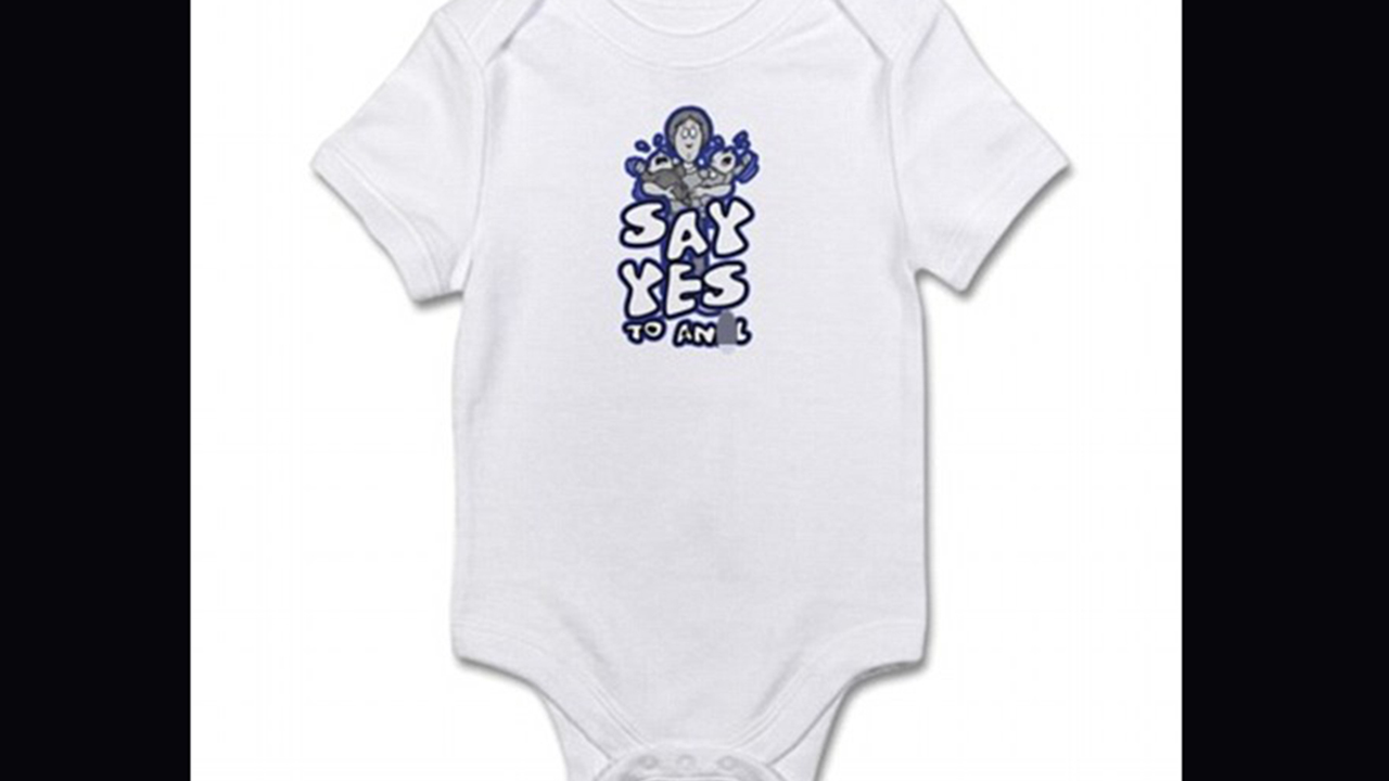 Funny: online store criticised for selling x-rated and provocative baby clothing Sayyes