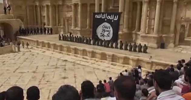 Sick fucks: IS video shows mass execution in ruins of Syria's Palmyra  Execute2