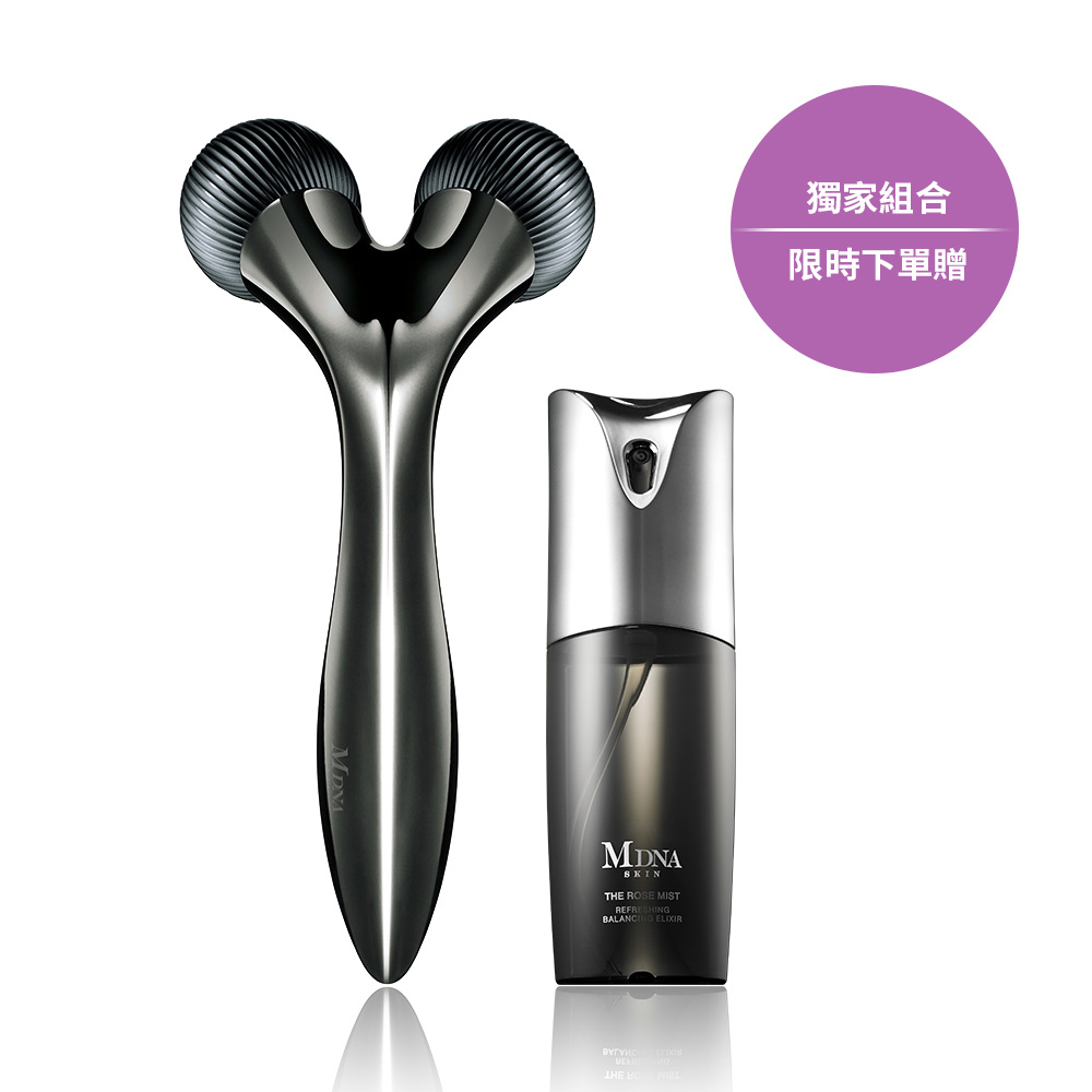 MDNA SKIN Beauty Roller加強循環組(ONYX BLACK碳素滾輪+玫瑰噴霧100ML)