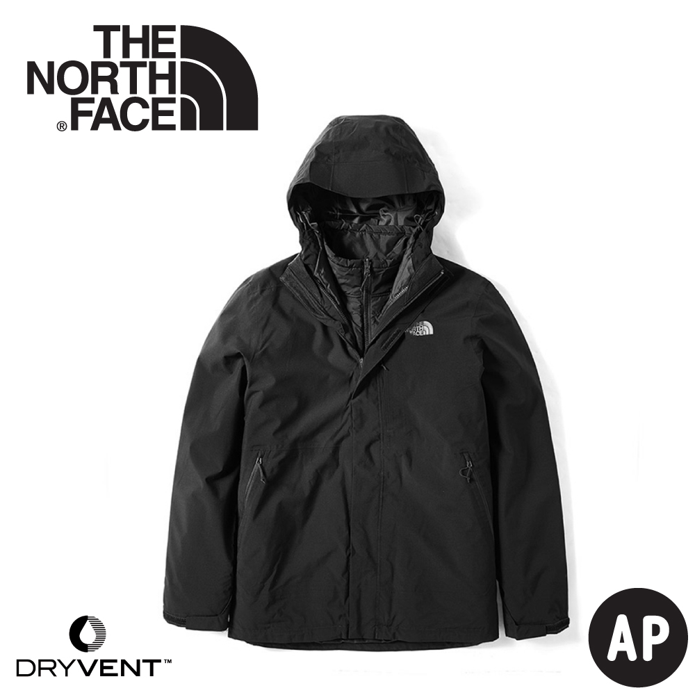 【The North Face 男 DryVent兩件式化纖防水外套《黑》】3VSJ/衝鋒衣/防水外套/風雨衣