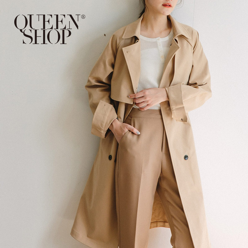 Ｑｕｅｅｎ Ｓｈｏｐ【02040620】綁帶排釦造型長版風衣外套＊現+預＊