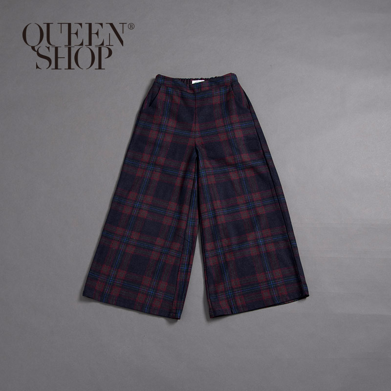 Ｑｕｅｅｎ Ｓｈｏｐ【04110259】女裝 親子系列 格紋落地寬褲 S/M/L＊現+預＊