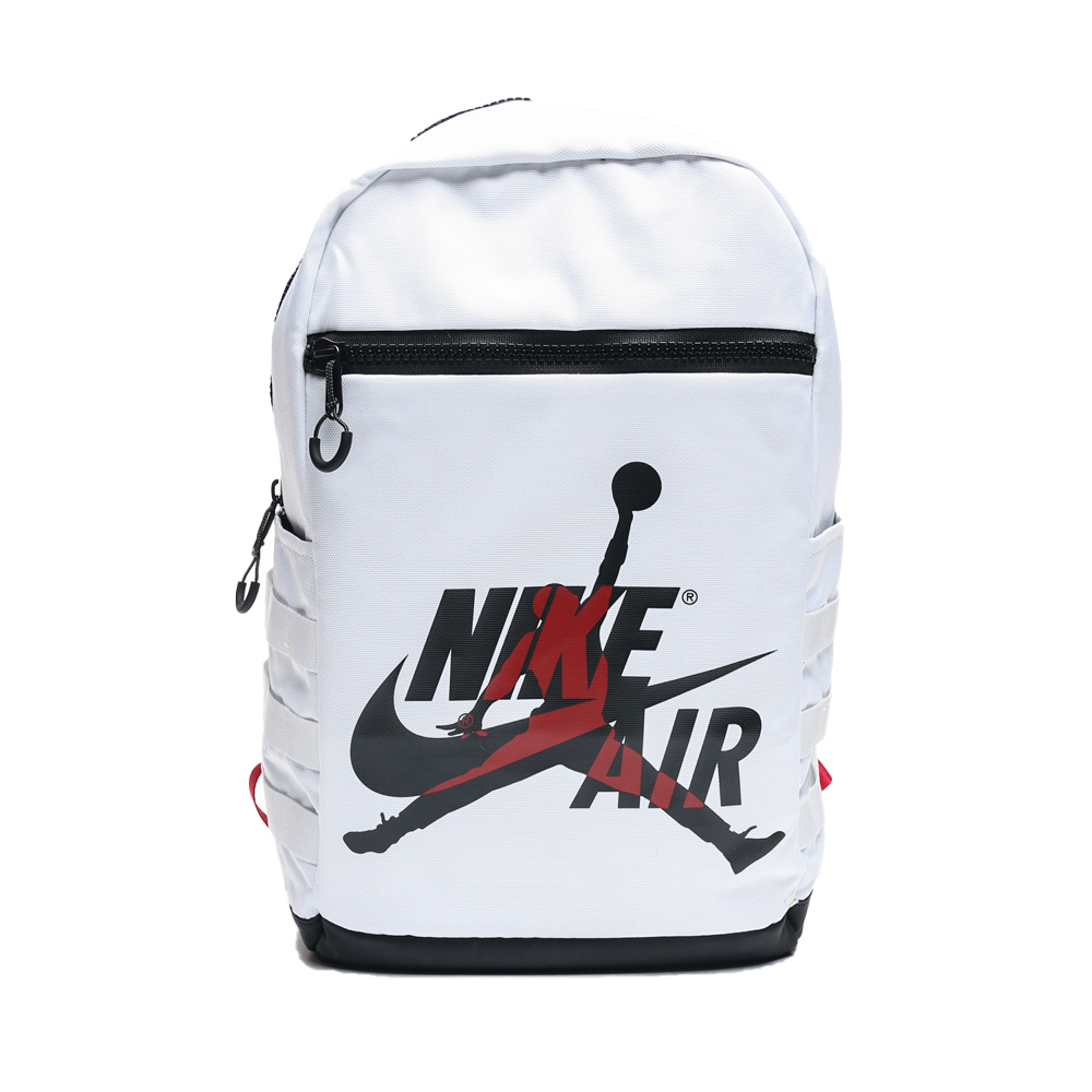 NIKE AIR JORDAN  白底  黑紅LOGO  運動 休閒 後背包  (布魯克林) 9A0257-WR2