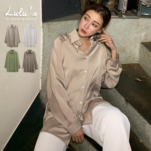 LULUS-C質感滑料長袖襯衫-４色  【01190677】