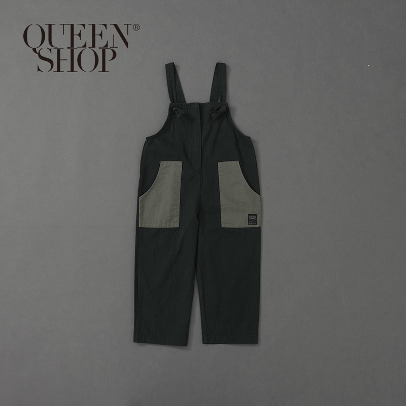 Ｑｕｅｅｎ Ｓｈｏｐ【04050590】童裝 親子系列 口袋拼接吊帶寬褲 S/M/L＊現+預＊