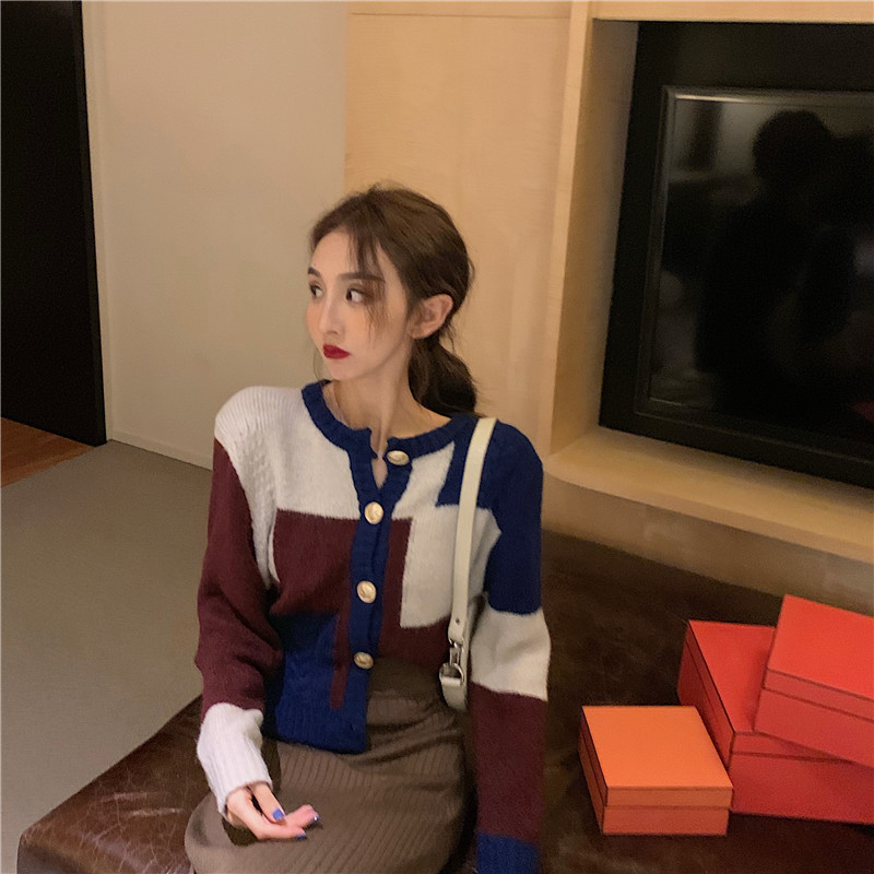 VK旗艦店 韓國復古慵懶風寬鬆氣質針織單品外套