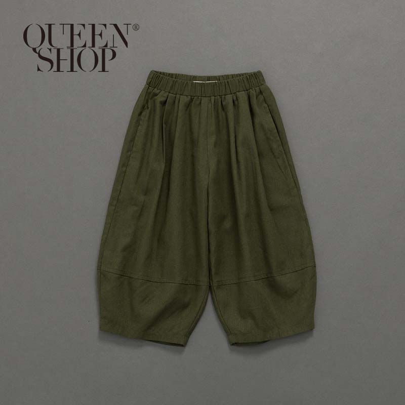 Ｑｕｅｅｎ Ｓｈｏｐ【04080123】童裝 親子系列 剪接鬆緊寬褲 兩色售 S/M/L＊現+預＊