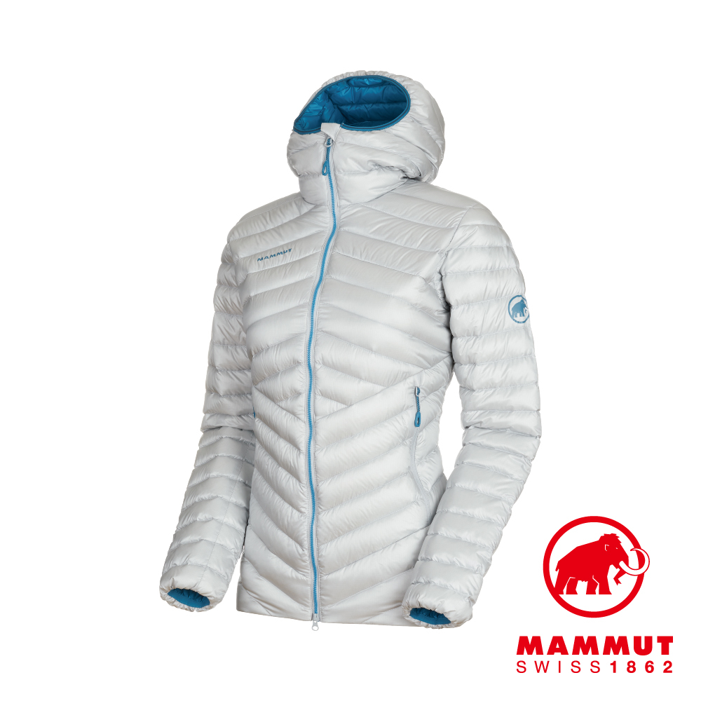 【Mammut 長毛象】Broad Peak IN Hooded Jacket AF 防潑水連帽羽絨外套 公路灰/藍寶石 女款 #1013-01150