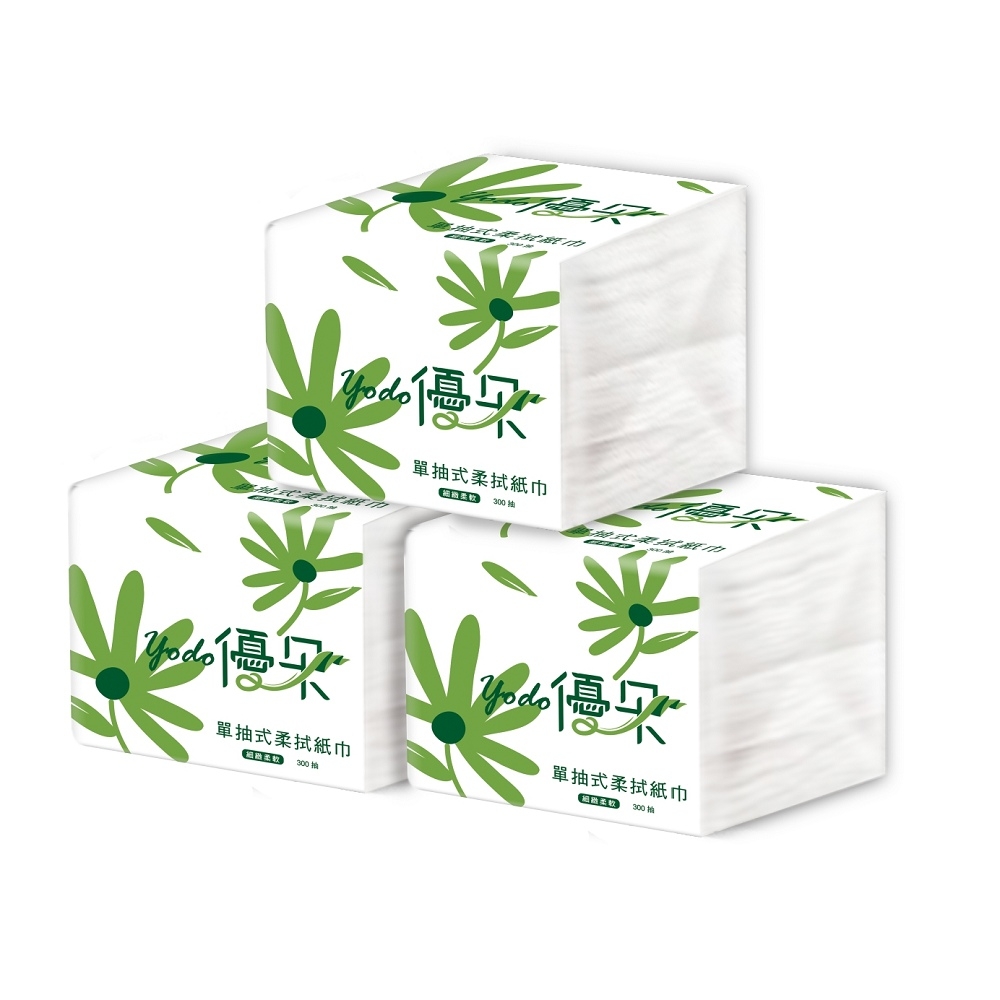 Yodo優朵環保單抽式柔拭紙巾300抽X30包/箱X2