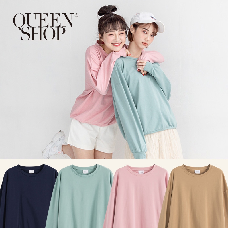 Ｑｕｅｅｎ Ｓｈｏｐ【01110366】素面圓領長袖衛衣 四色售＊現+預＊