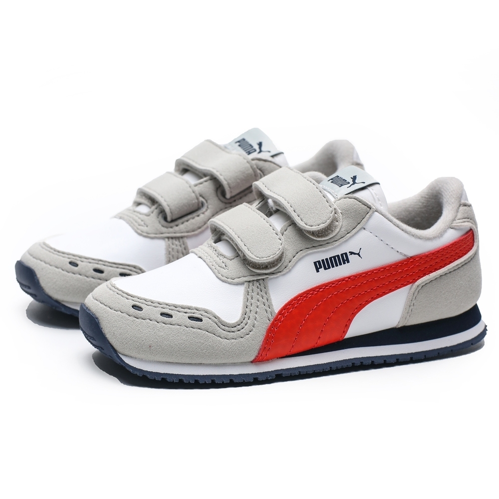 PUMA CABANA RACER SL V INF 白灰 藍橘 皮革 魔鬼氈 運動鞋 小童(布魯克林) 35198076